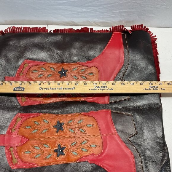 2 Western Leather Accent Pillows Fringed Cowboy boot Texas Star applique - Picture 14 of 15